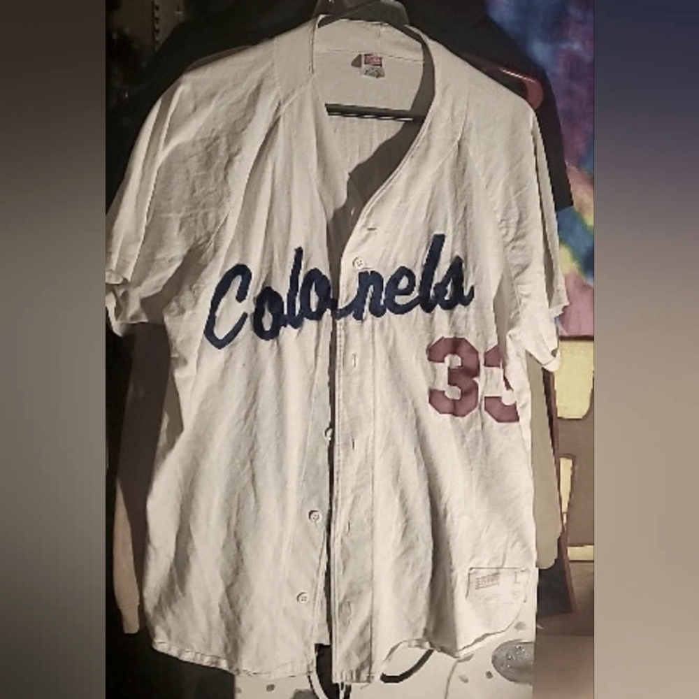 Vintage mens colonels jersey #33 white large